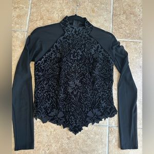 VINTAGE TADASHI SHOJI* Mesh and handbeaded, hand sequin and mesh detail top